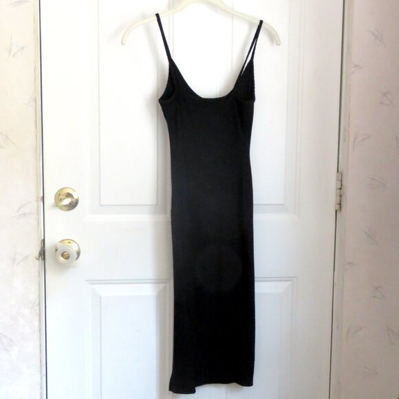 Silence + Noise XS Black Ribbed Sleeveless Scoop Neck Bodycon Midi Dress w/Slit - Picture 2 of 15